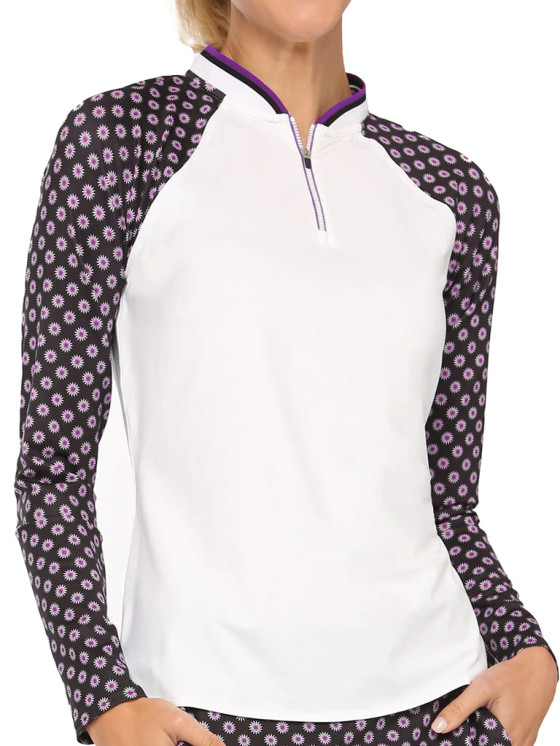 Belyn Key Sabrina LongSleeve Women's Golf Shirt - Feather Print