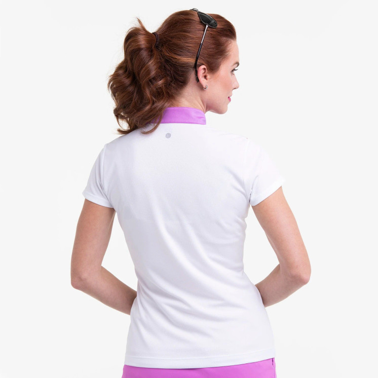 EPNY Split Zip Mock Polo Women's Golf ShortSleeves - White Multi