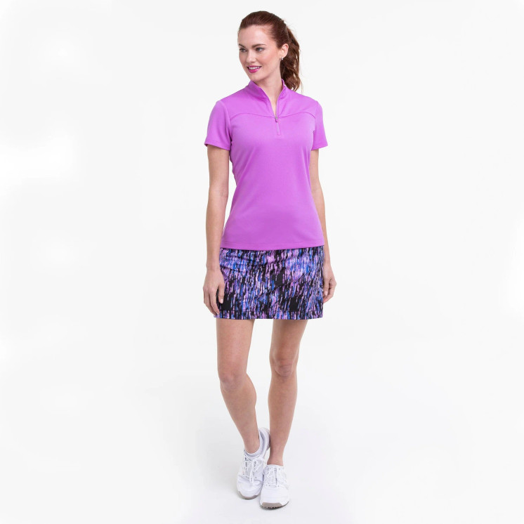 EPNY Zip Mock Polo Women's Golf ShortSleeves - Veri Violet