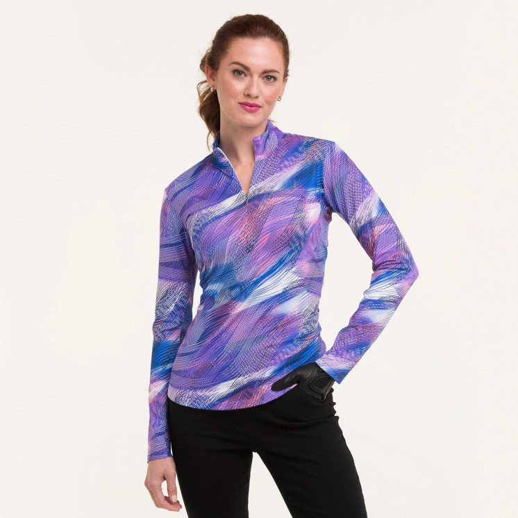 EPNY Abstract Print Polo Women's Golf LongSleeve - Veri Violet Multi