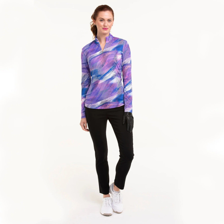 EPNY Abstract Print Polo Women's Golf LongSleeve - Veri Violet Multi