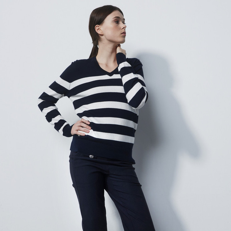Daily Sports High Summer Navy White Stripe Woman's Golf Pullover