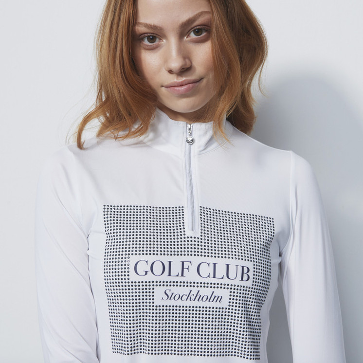 Daily Sports Golf Club Long Sleeve Half Neck Top - White