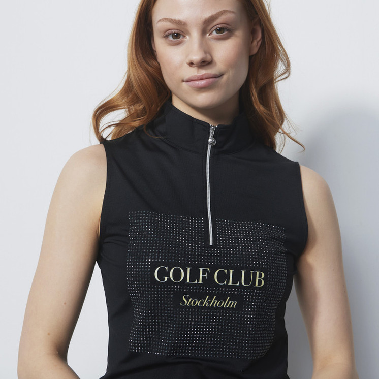 Daily Sports Golf Club Black Sleeveless Polo Shirt