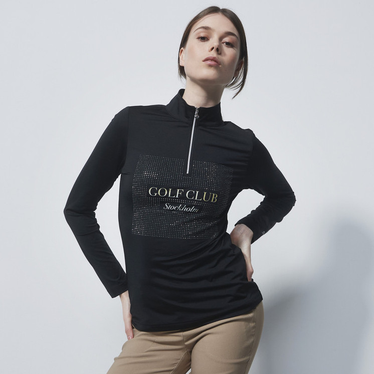 Daily Sports Golf Club Long Sleeve Half Neck Top - Black