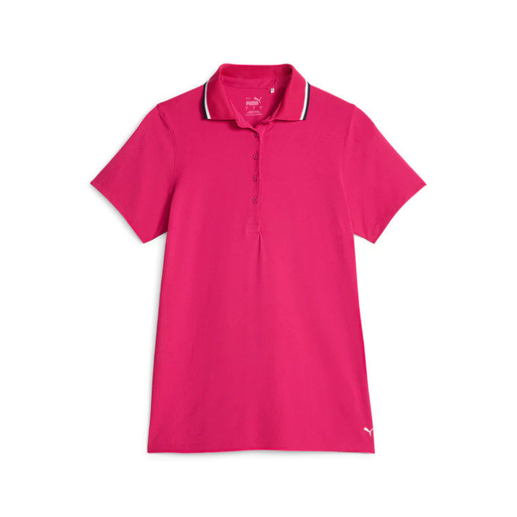 Puma Women's Cloudspun Tipped  Short Sleeve Golf Polo -  Pinktastic / Navy Blazer