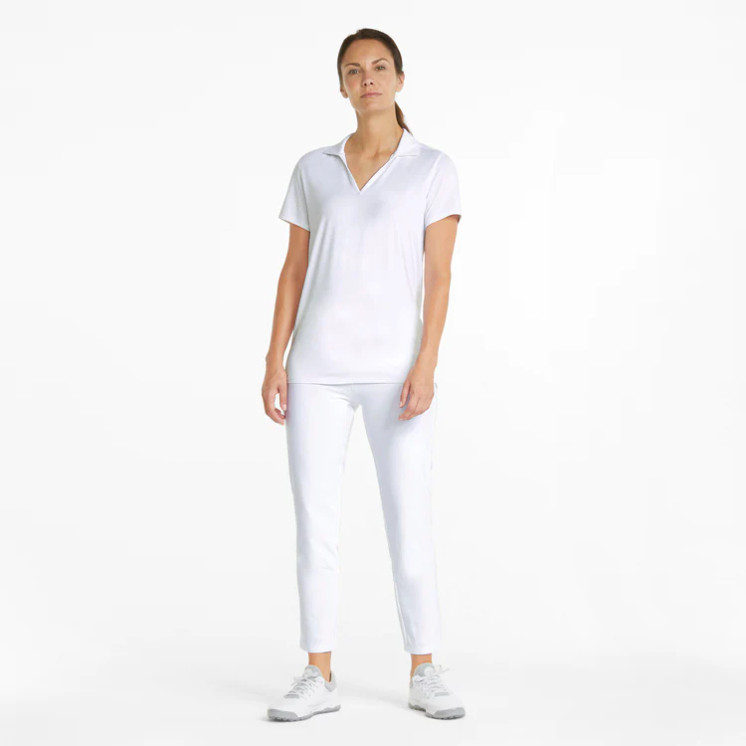 Puma Women's Cloudspun Coast Short Sleeve Golf Polo -  Bright White