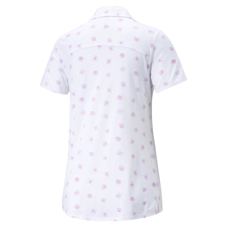 Puma Women's Cloudspun Garden Short Sleeve Golf Polo - Bright White / Mauve Pop