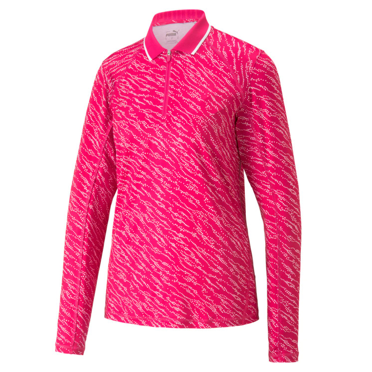 Puma Women's You V Whitewater Long Sleeve Golf Polo - Orchid Shadow / Bright White