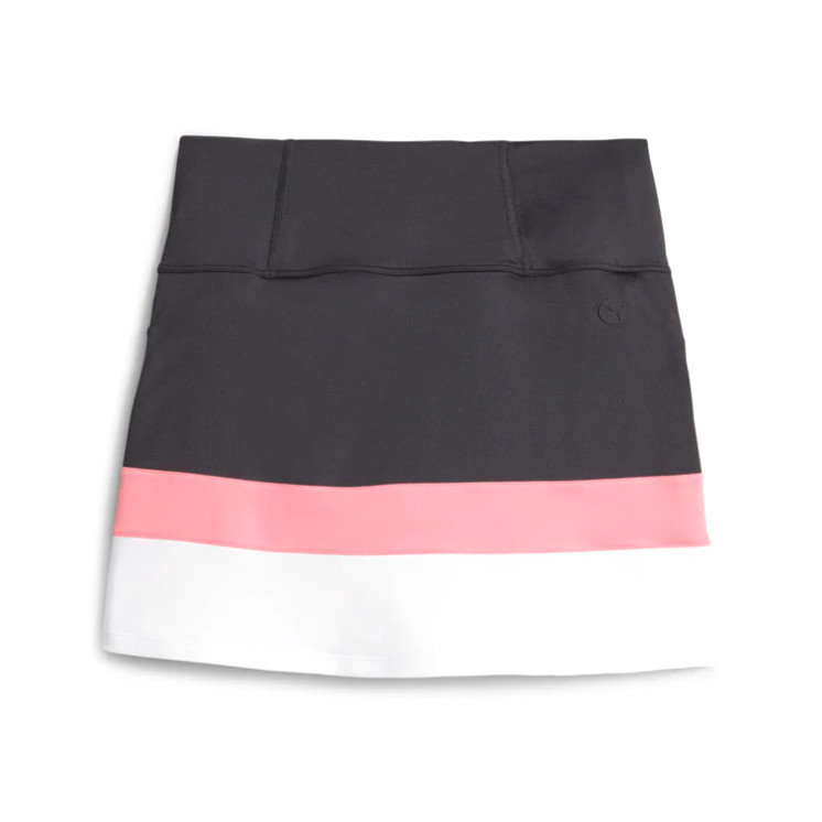 Puma Women's PWR Mesh Color block Golf Skirt - Puma Black / Strawberry Burst