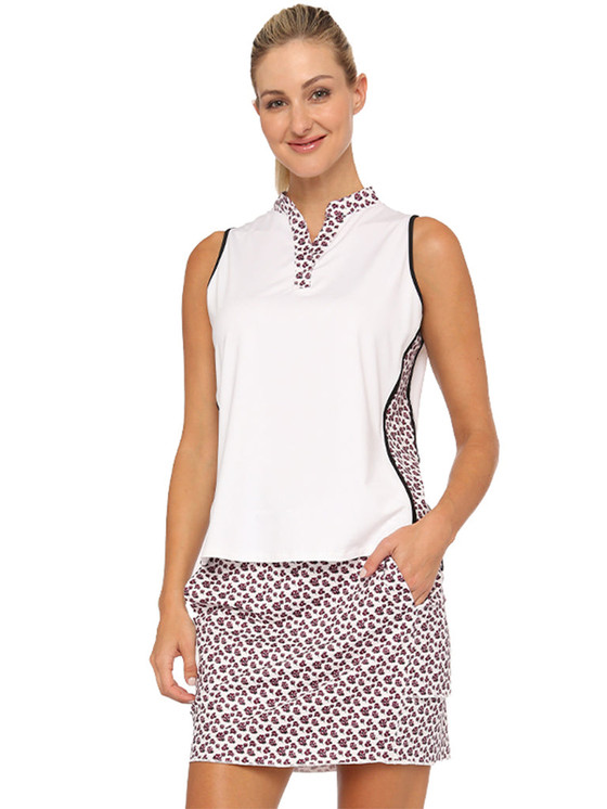 Belyn Key Mia Sleeveless Women's Golf Shirt -  Chall/stem Floral Print
