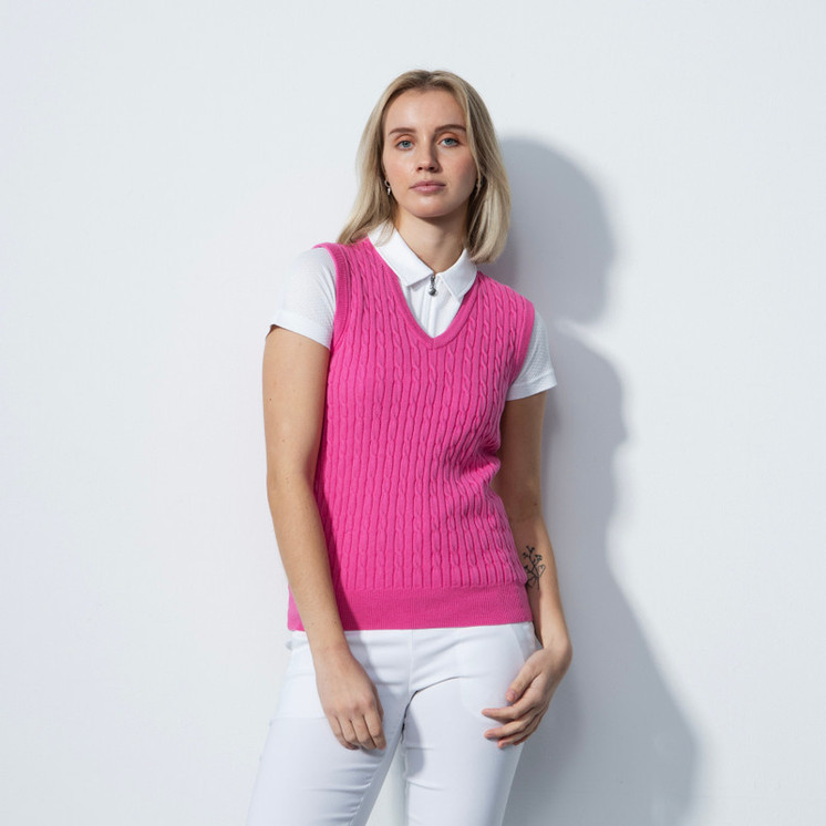 Daily Sports Cable Knit Sweater Vest - Pink Sky