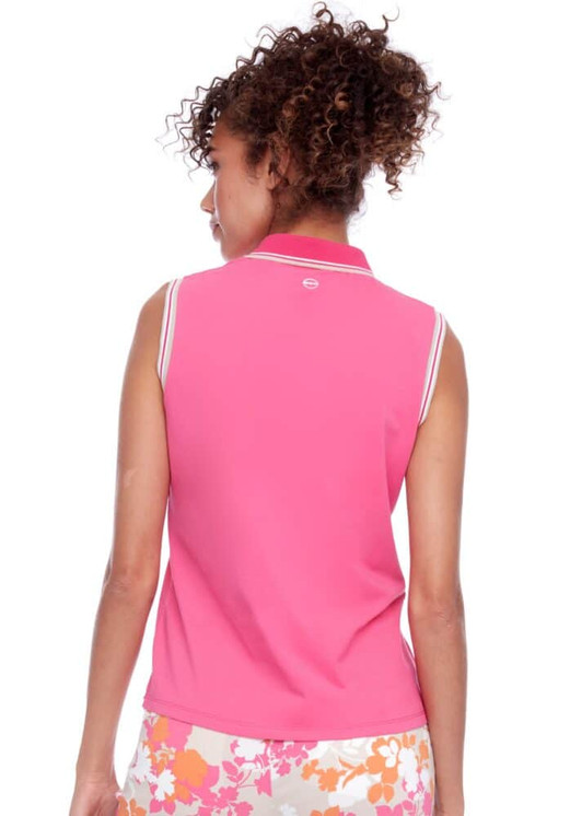 Swing Control Pique Sleeveless Collared Women's Golf Top - Pink
