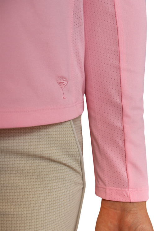 Golftini Long Sleeve Ruffle Polo - Light Pink