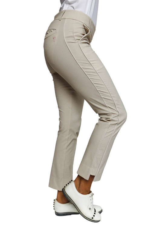 Golftini Houndstooth Stretch Ankle Pant - Khaki