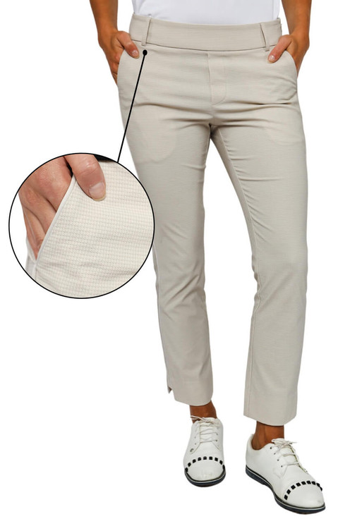 Golftini Houndstooth Stretch Ankle Pant - Khaki