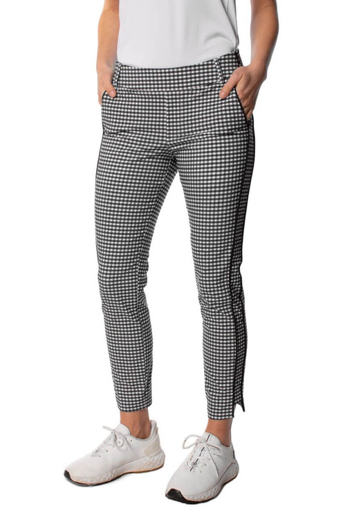 Golftini Checkered Stretch Ankle Pant - Black/white