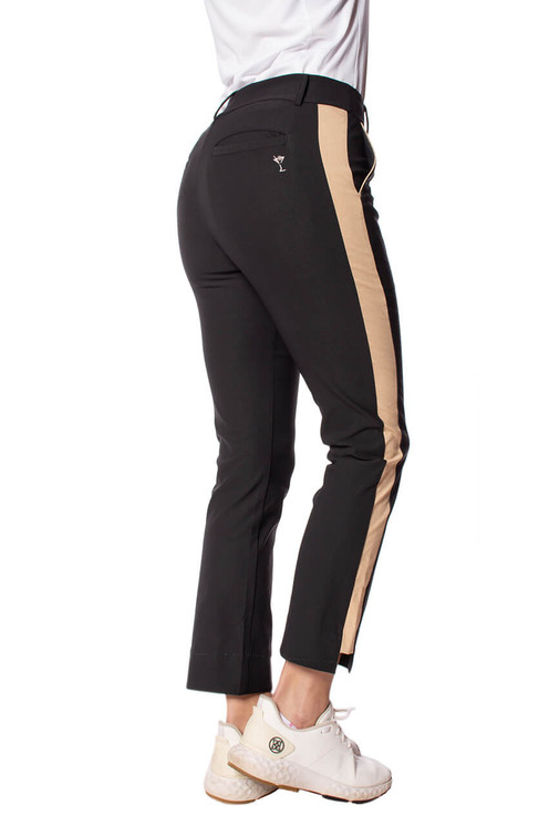 Golftini Stretch Ankle Pant - Black/camel