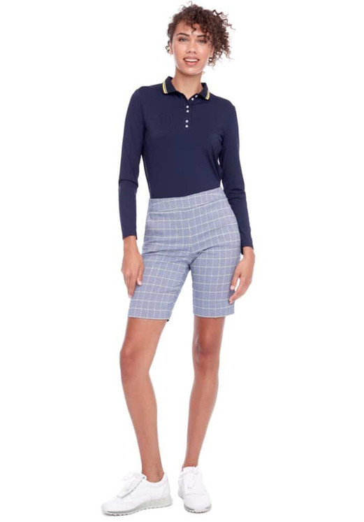 Swing Control Lucca Plaid Vented Techno Short - Navy/White