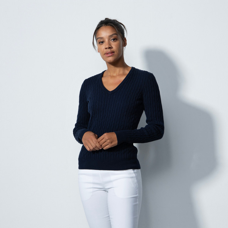 Daily Sports Cable Knit Sweater - Dark Navy 