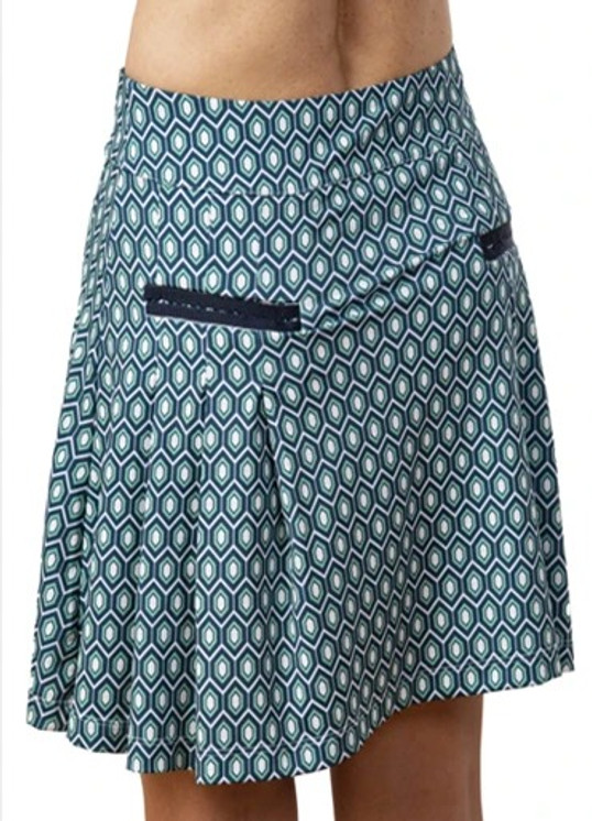 Scratch Seventy Linda Golf Skort- Green/Blue/White Geometric