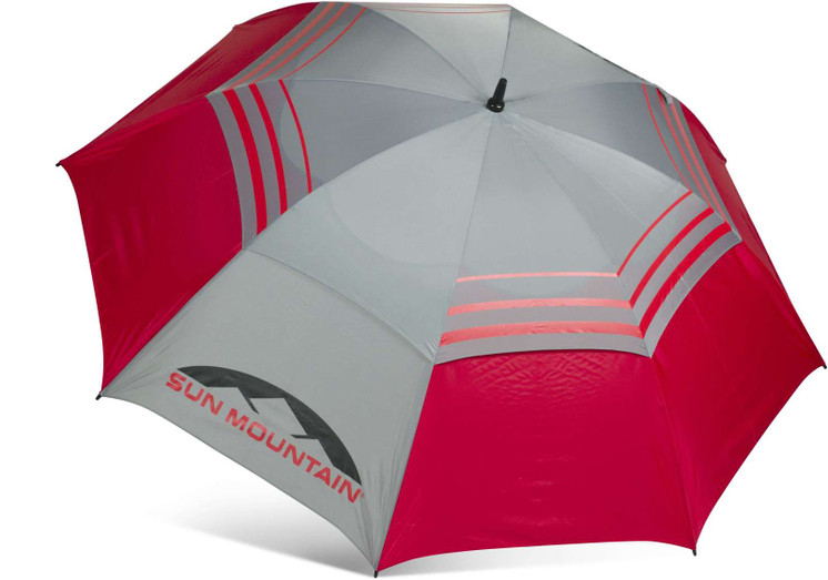 Sun Mountain Golf Push Cart Umbrella - Manual 68 Inch - Gray/Red