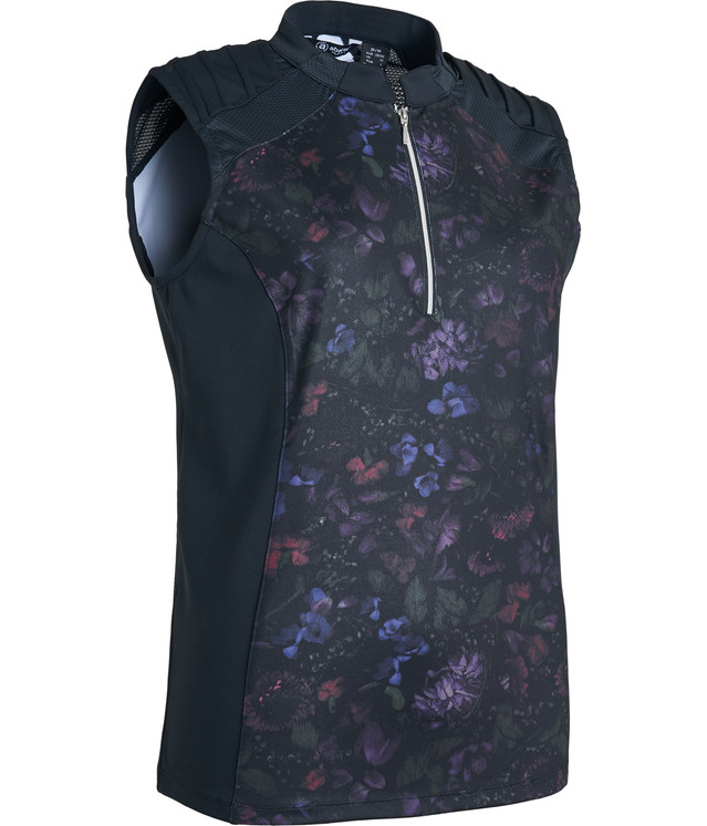 Abacus Sportswear Lisa Sleeveless Women's Golf Polo -  Black Flower - FINAL SALE