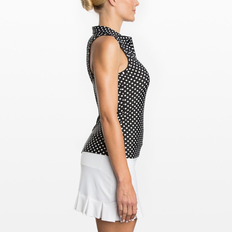 TZU TZU Sport Allie Women's Golf Top Black Dotty