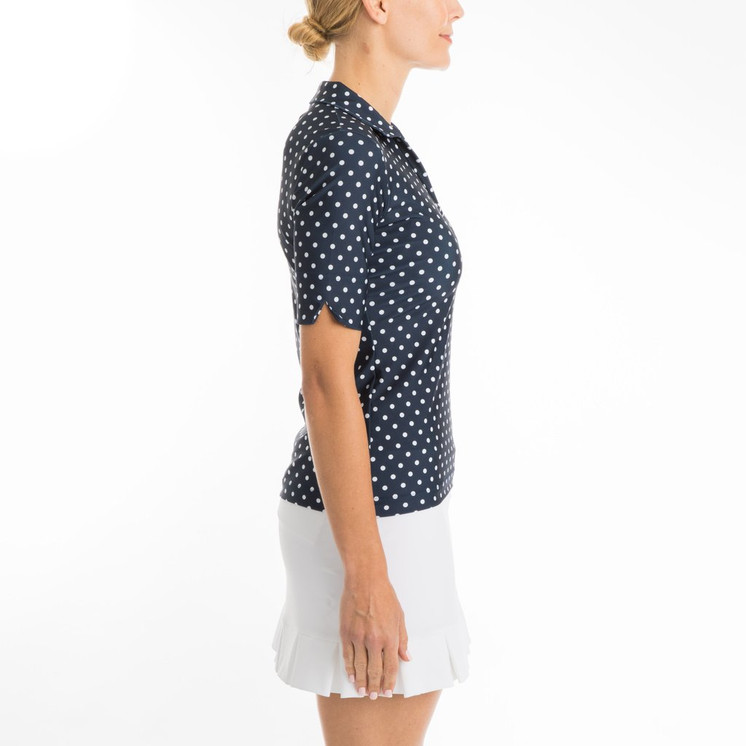 TZU TZU Sport Daisy Women's Golf Top Navy Dotty