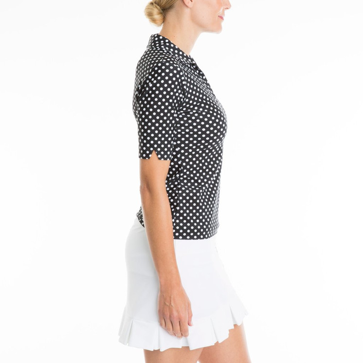 TZU TZU Sport Daisy Women's Golf Top Black Dotty