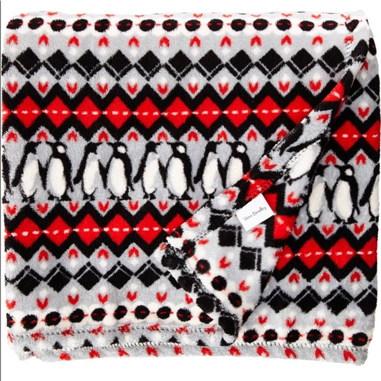 Vera Bradley 50" x 80" Plush Throw Blanket - Red Penguin