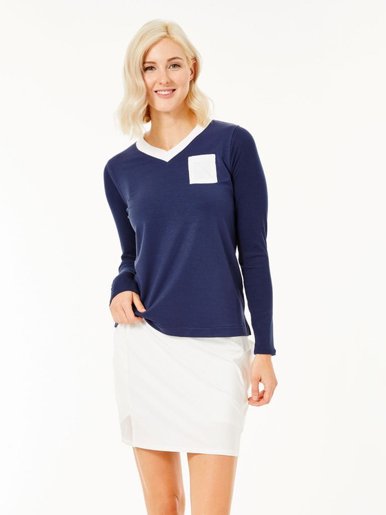 Belyn Key V-neck Women's Golf Pullover - Ink