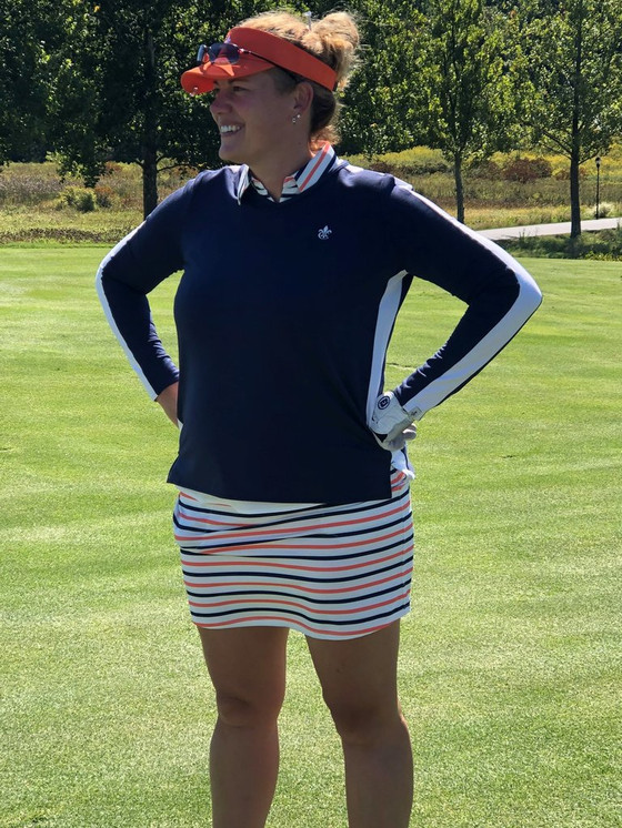 Belyn Key Track Long Sleeve Women's Golf Shirt - Ink/Chalk