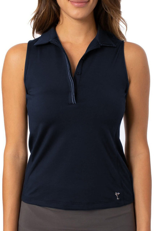 Golftini Sleeveless Fabulous Stretch Women's Golf Polo - Navy 