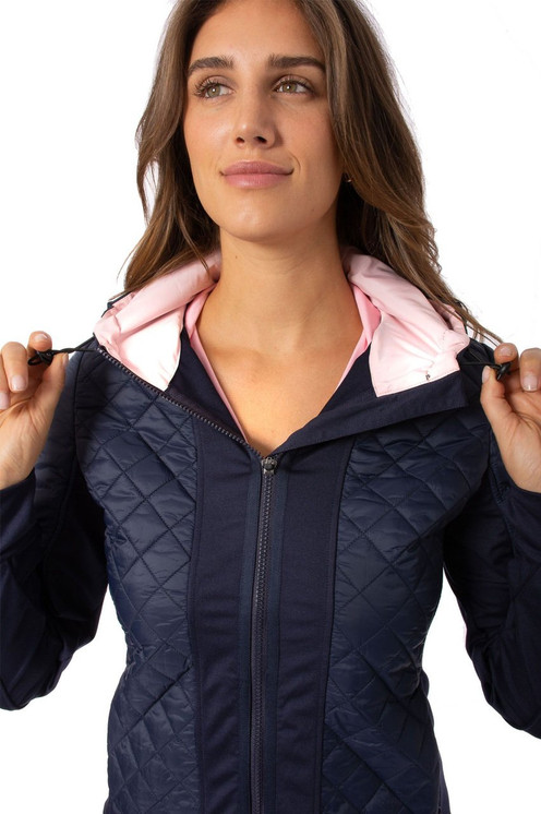 Golftini Hooded Windbreaker Women's Golf Jacket - Navy