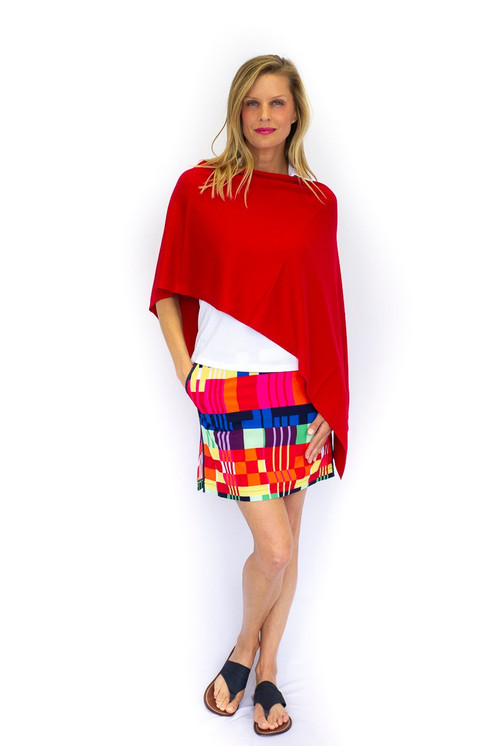 Golftini Cotton Cashmere Women's Golf Poncho Red