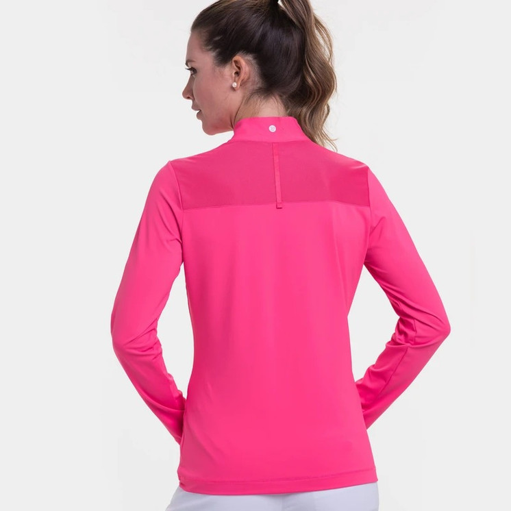 EP Pro NY Long Sleeve Zip Mock Women's Golf Polo - Fruit Punch