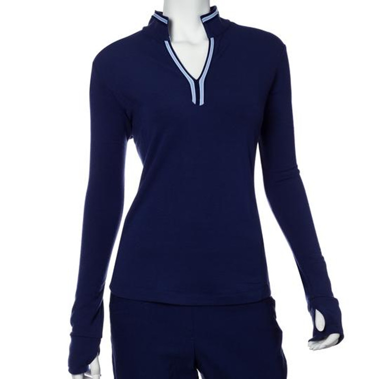 EP Pro NY Long Sleeve Stripe Tape Trim Women's Golf Pullover