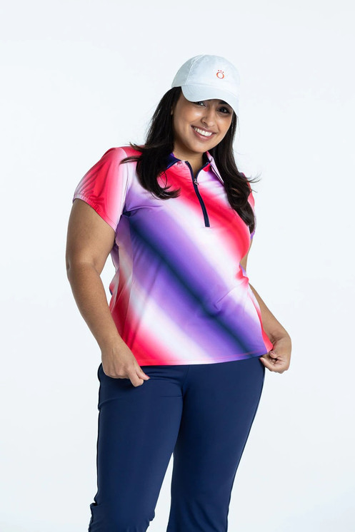 Kinona Sport Prettier Than A Polo Shortsleeve Women's Golf Top - Ombre Print