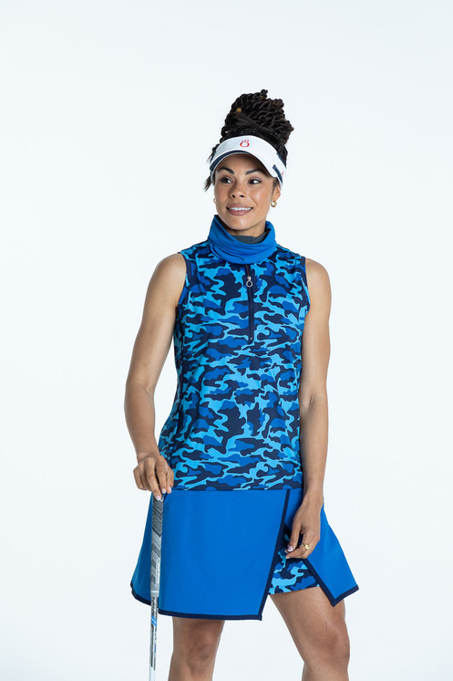 Kinona Keep it Covered Sleeveless Ladies Golf Top - Hidden in Site Blue - FINAL SALE