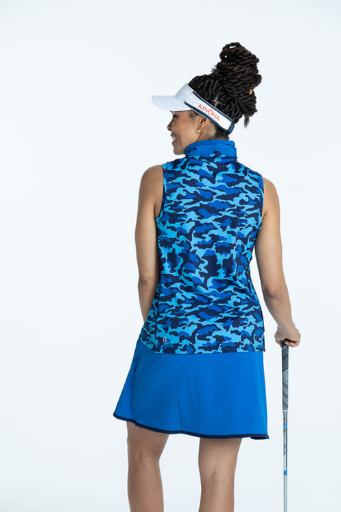 Kinona Keep it Covered Sleeveless Ladies Golf Top - Hidden in Site Blue - FINAL SALE