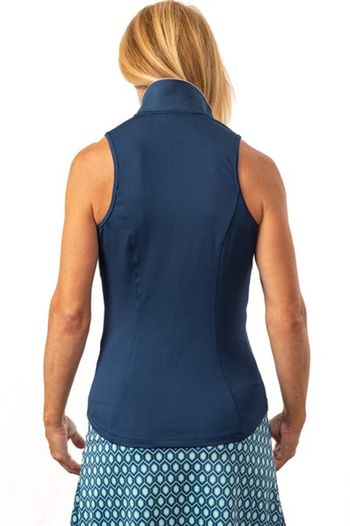 Scratch Seventy Erin Sleeveless Knit Collar Women's Golf Shirt - Navy