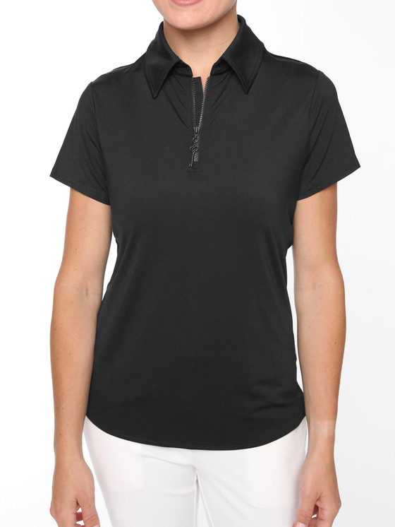 Belyn Key Birdie Cap Sleeve Women's Golf Shirt -  Onyx