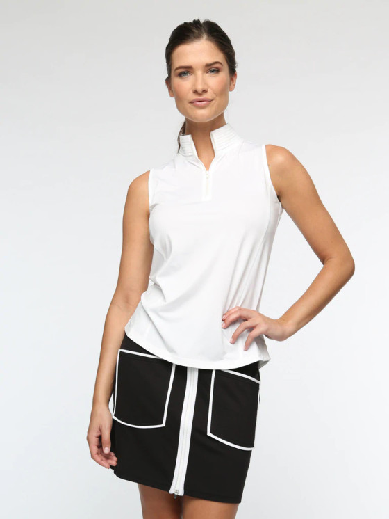 Belyn Key Zip Front Golf Skirt - Onyx