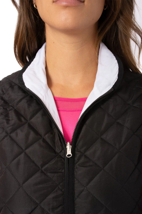 Golftini Reversible Quilted Wind Women's Vest - Black/White