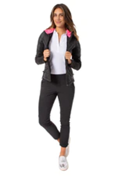  Golftini Hooded Windbreaker Women's Jacket - Black/Hot Pink