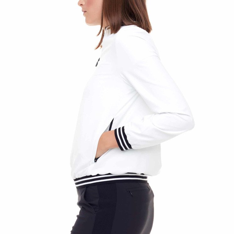 Swing Control Cloud Bomber Women's Golf Jacket - Black on White