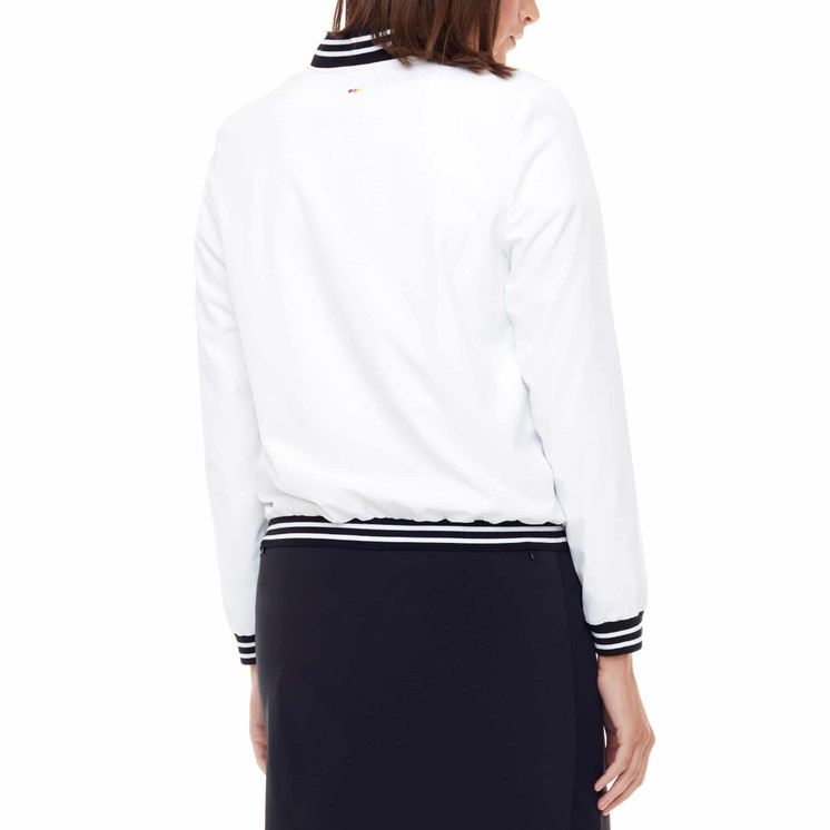 Swing Control Cloud Bomber Women's Golf Jacket - Black on White