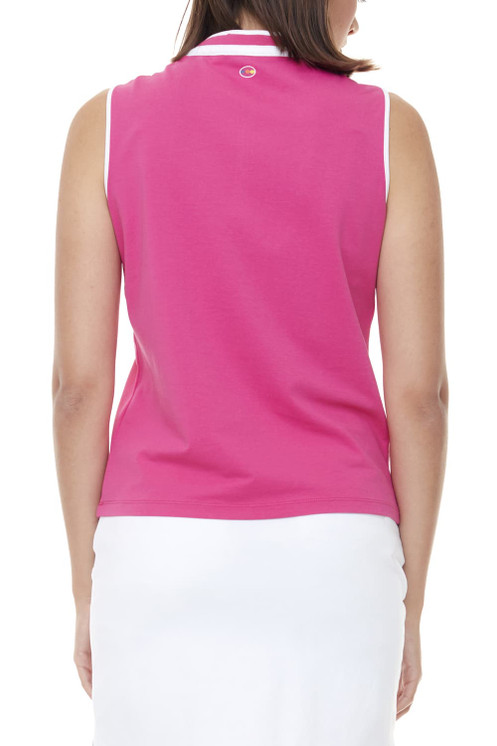 Swing Control Pique Mockneck Sleeveless Women's Golf Shirt - Bubblegum Pink