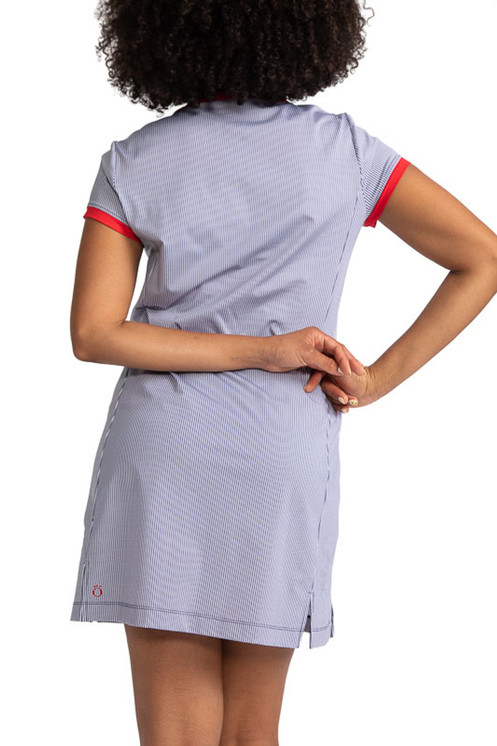 Kinona Approach Shot Shortsleeve Golf Dress - Workin It Stripe